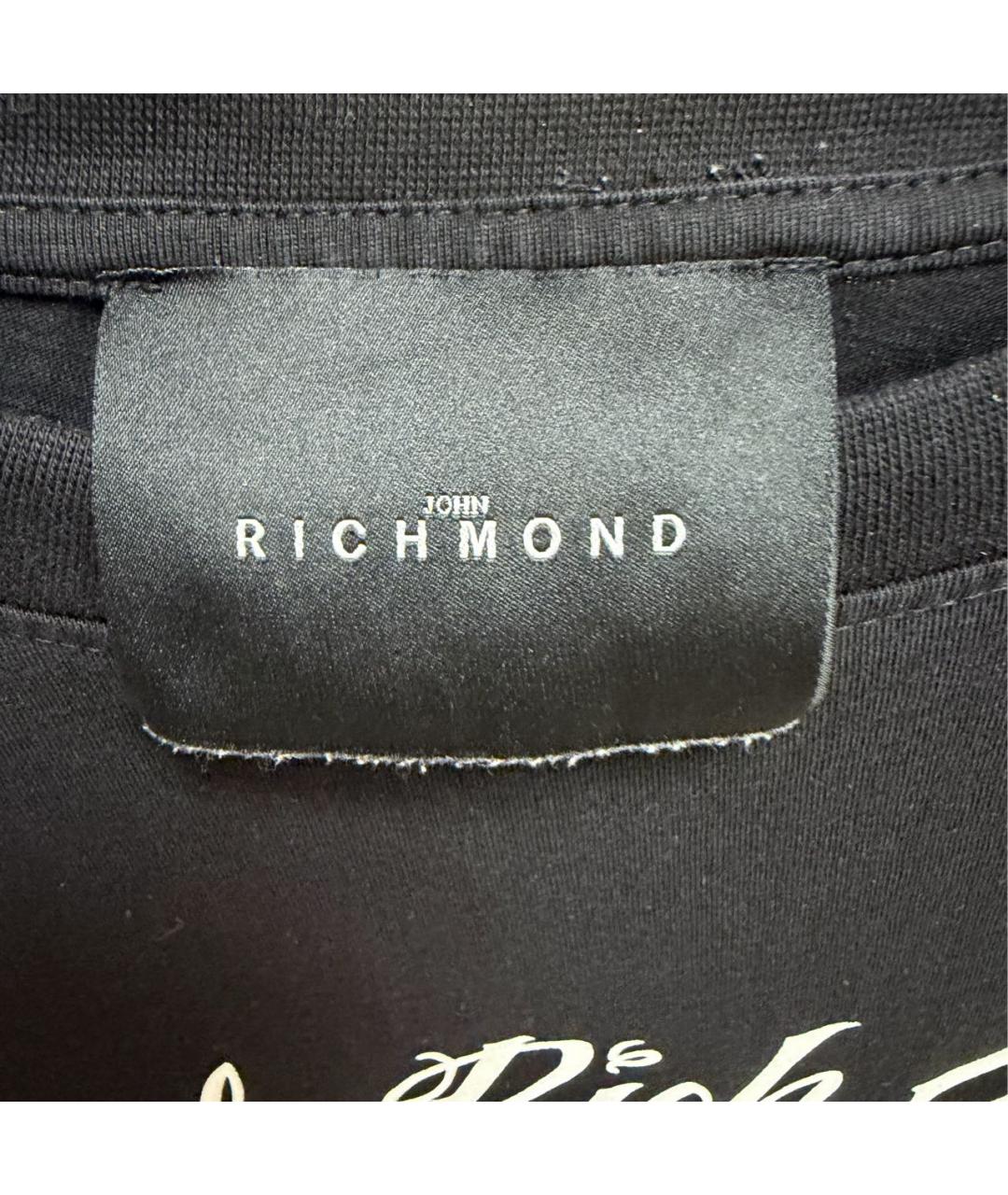 JOHN RICHMOND Черная хлопковая футболка, фото 3