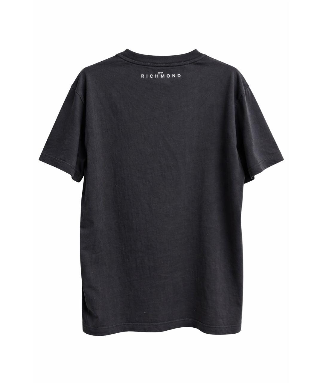JOHN RICHMOND Черная хлопковая футболка, фото 2