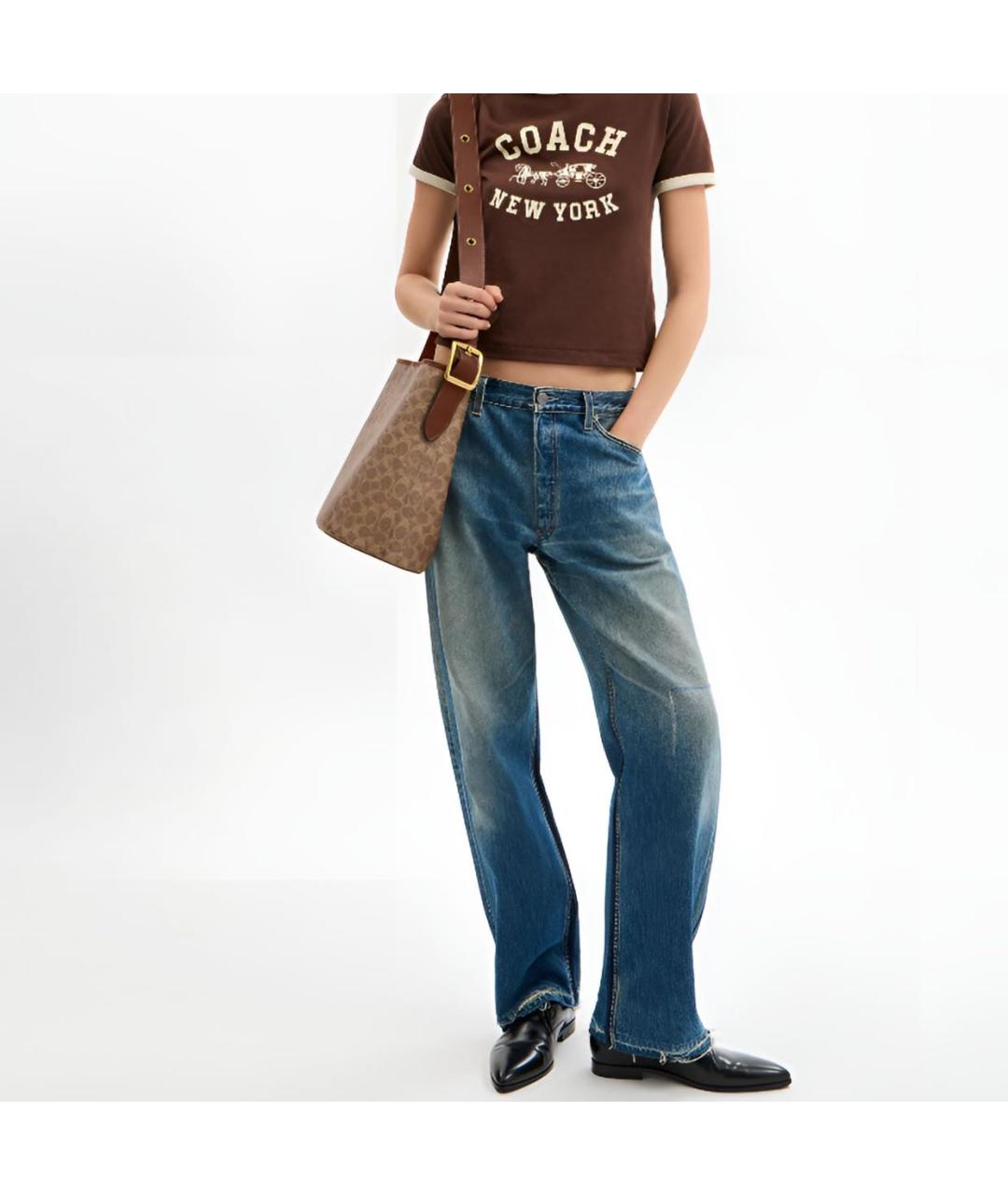 COACH Бежевая сумка через плечо из искусственной кожи, фото 4