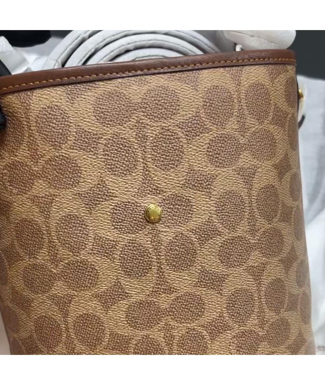 COACH Бежевая сумка через плечо из искусственной кожи, фото 8