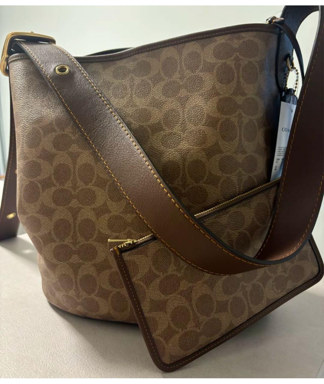 COACH Бежевая сумка через плечо из искусственной кожи, фото 6