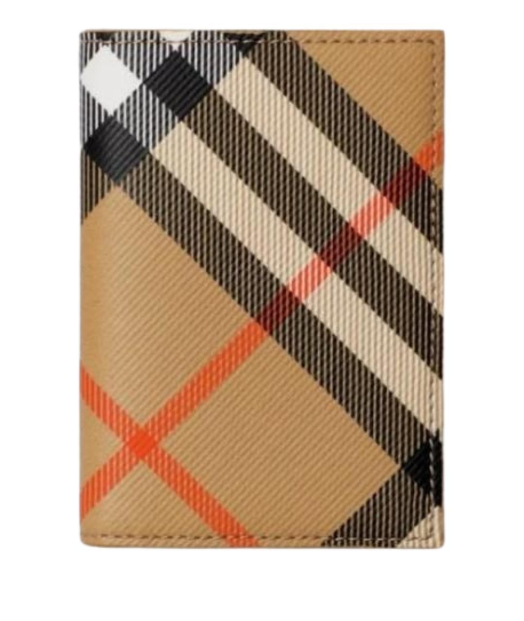 BURBERRY Бежевый кожаный кардхолдер, фото 1