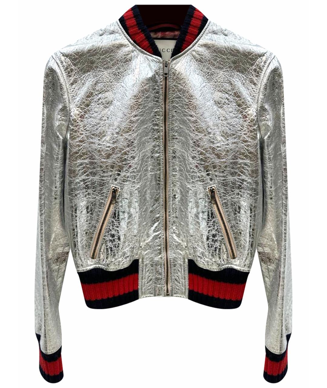 GUCCI Серебряная кожаная куртка, фото 1