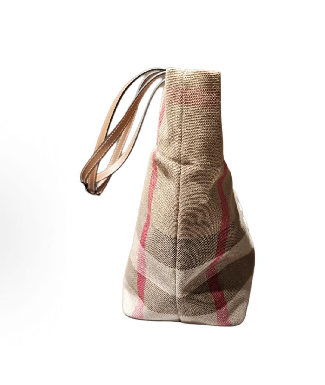 BURBERRY Бежевая тканевая сумка тоут, фото 2