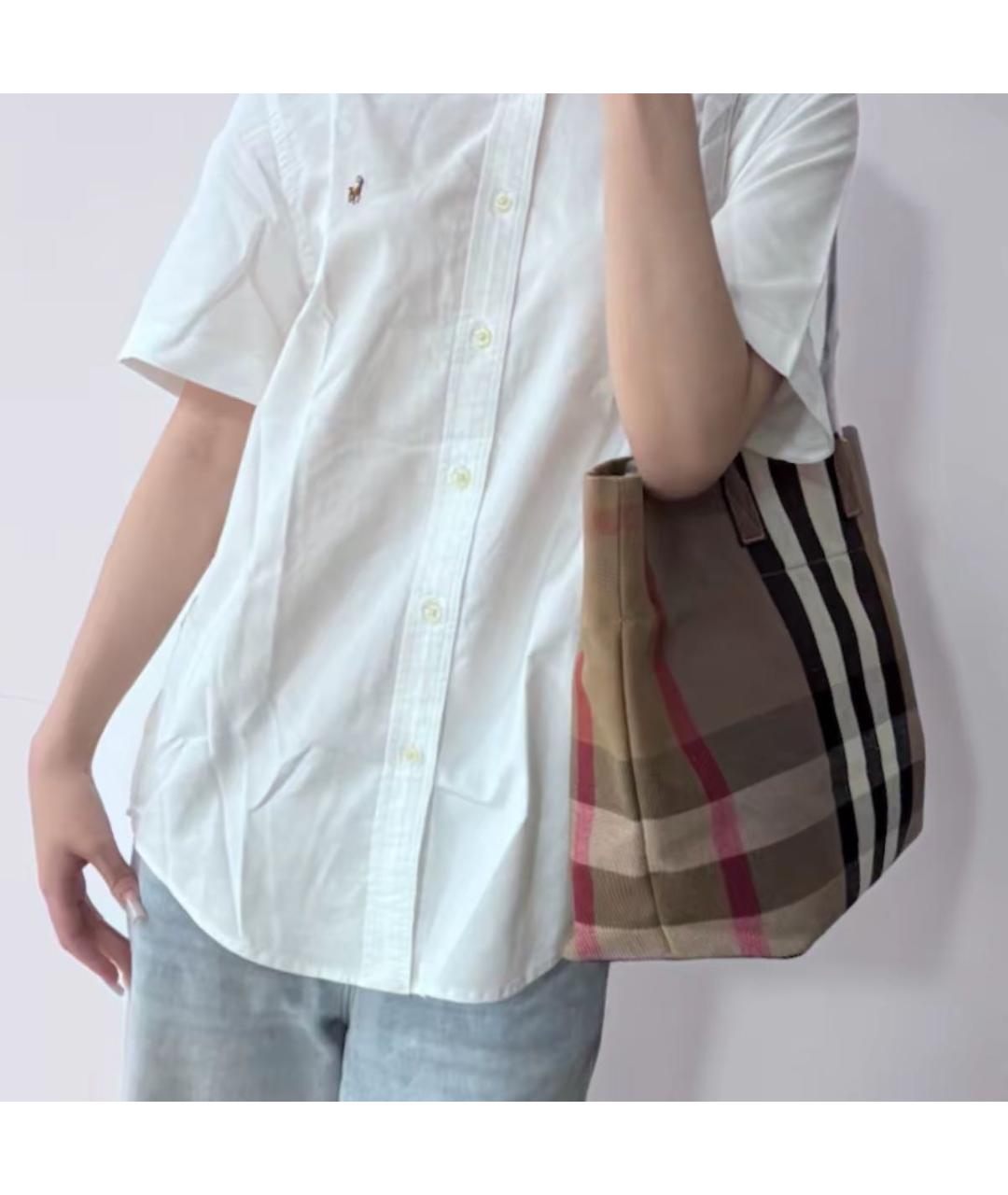 BURBERRY Бежевая тканевая сумка тоут, фото 7