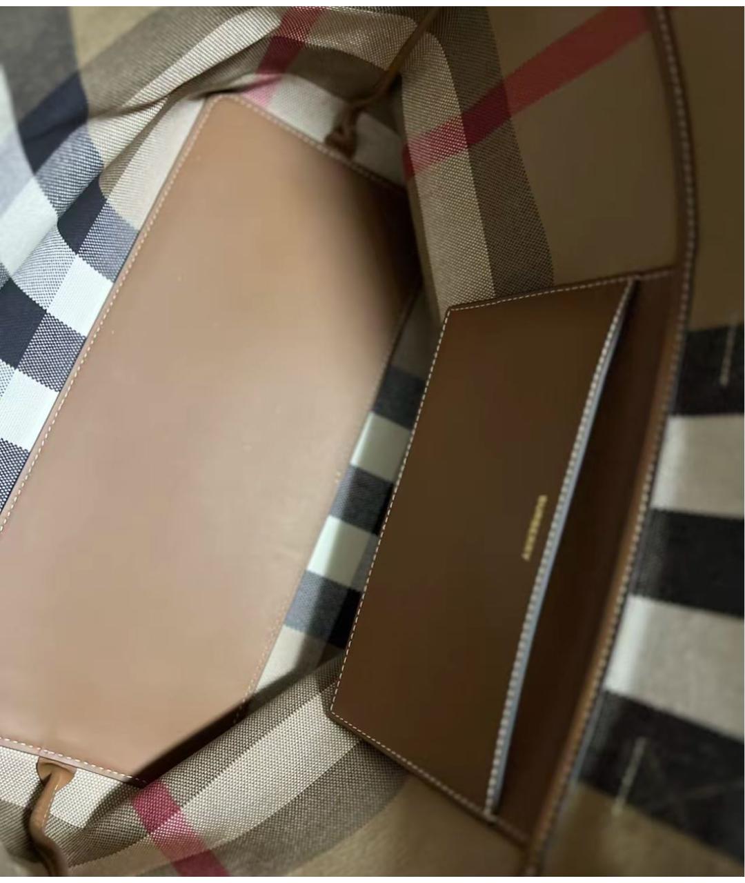 BURBERRY Бежевая тканевая сумка тоут, фото 6