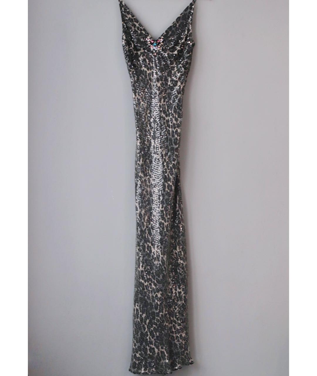 JENNY PACKHAM Серебряное шелковое вечернее платье, фото 9