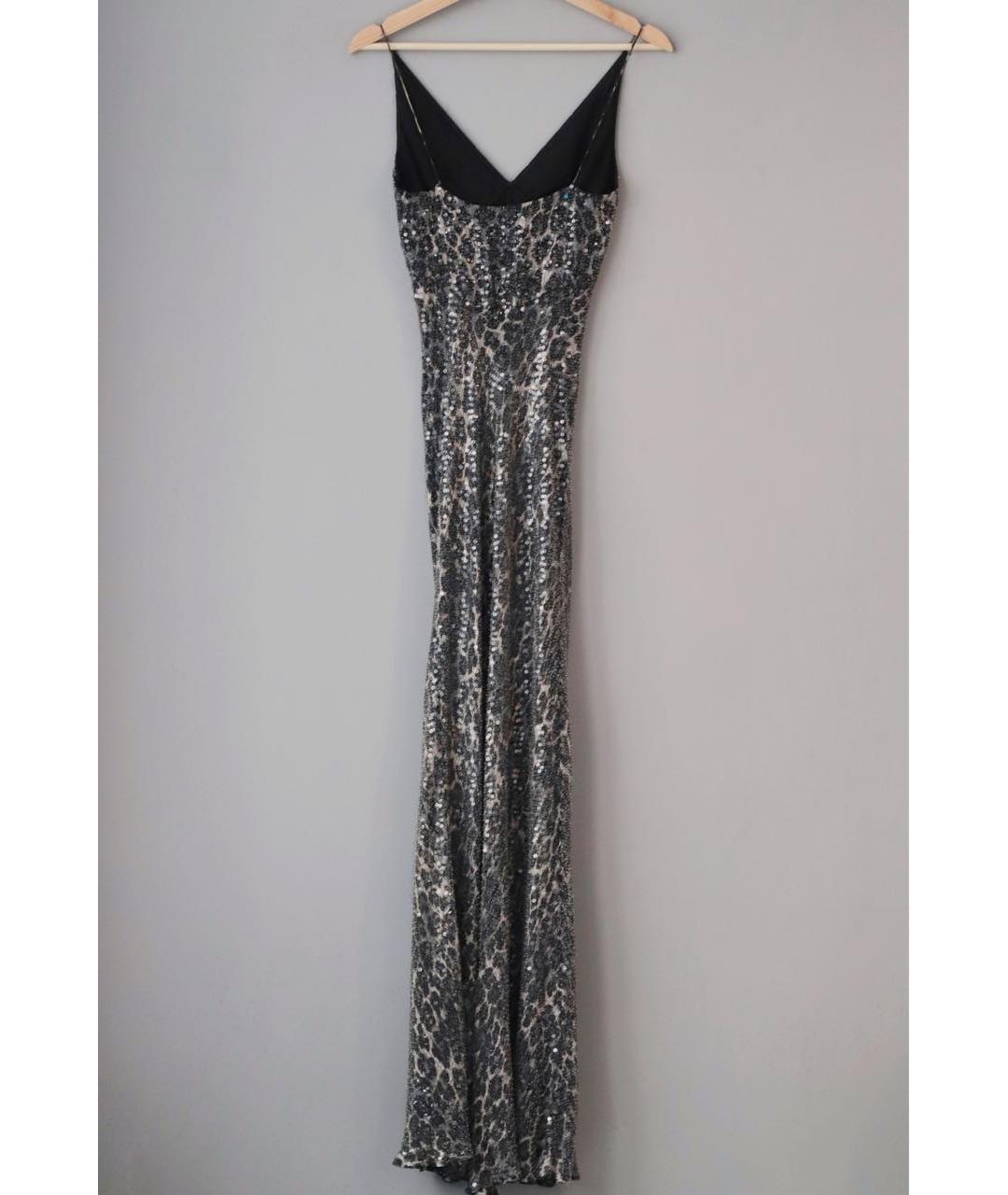 JENNY PACKHAM Серебряное шелковое вечернее платье, фото 2