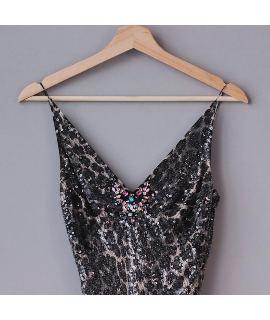 JENNY PACKHAM Серебряное шелковое вечернее платье, фото 4