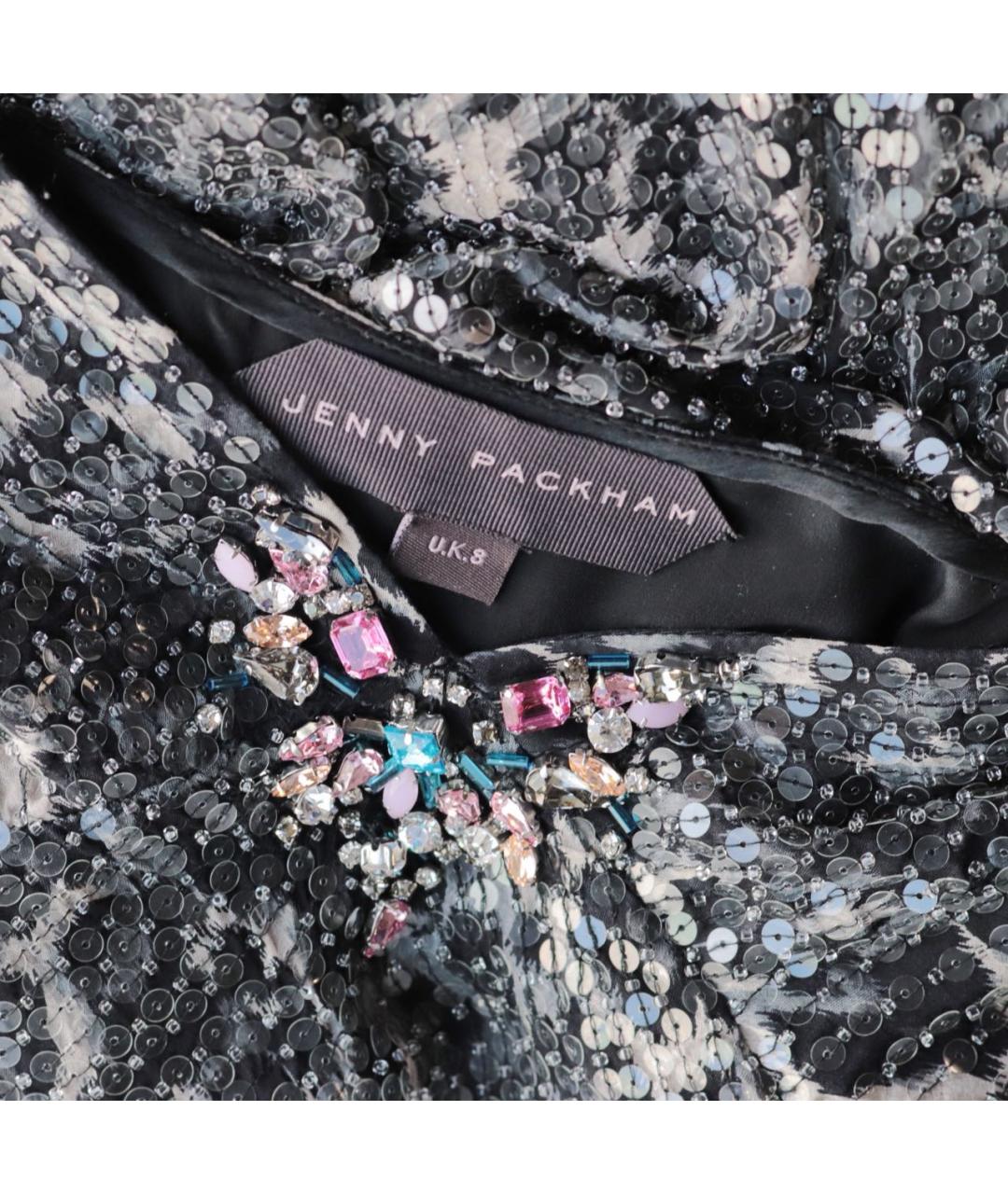 JENNY PACKHAM Серебряное шелковое вечернее платье, фото 3