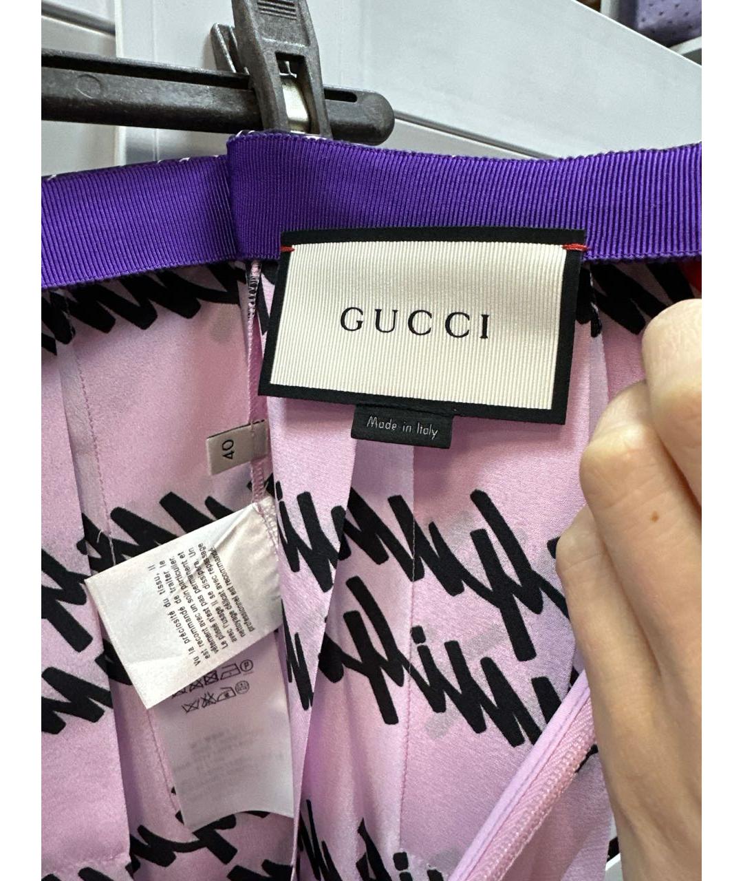 GUCCI Розовая шелковая юбка макси, фото 2