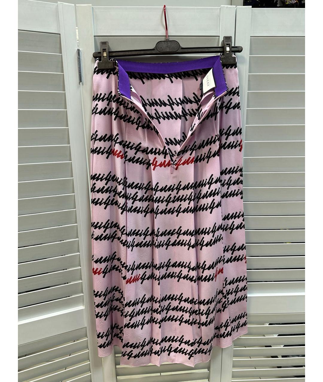 GUCCI Розовая шелковая юбка макси, фото 3