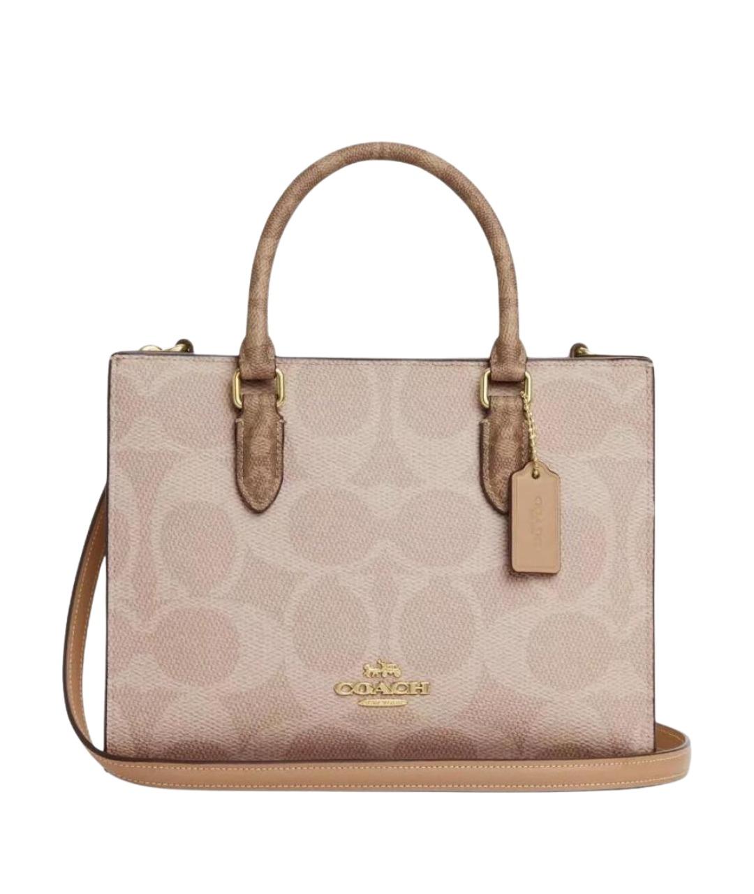 COACH Бежевая сумка с короткими ручками из искусственной кожи, фото 1