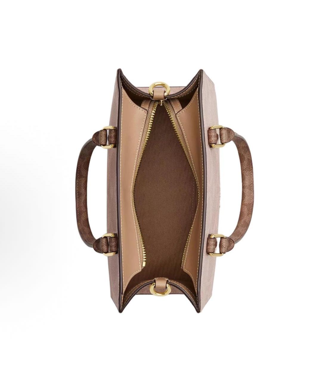 COACH Бежевая сумка с короткими ручками из искусственной кожи, фото 3