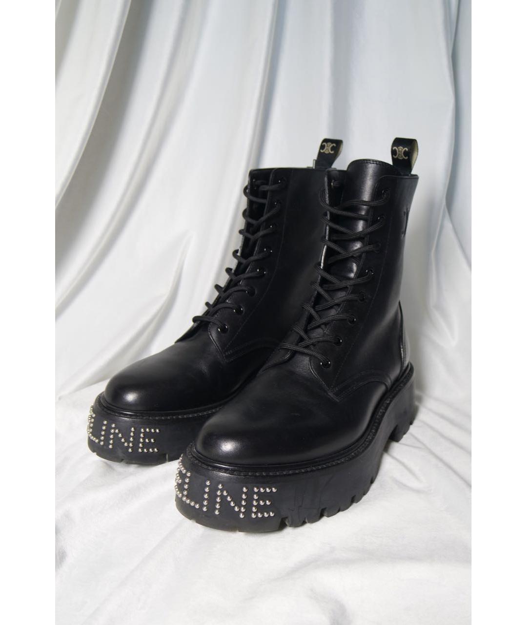 CELINE Черные кожаные ботинки, фото 2