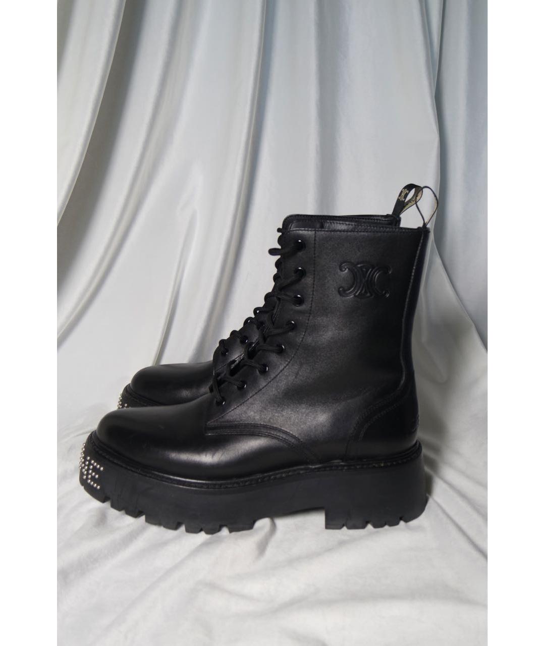CELINE Черные кожаные ботинки, фото 4