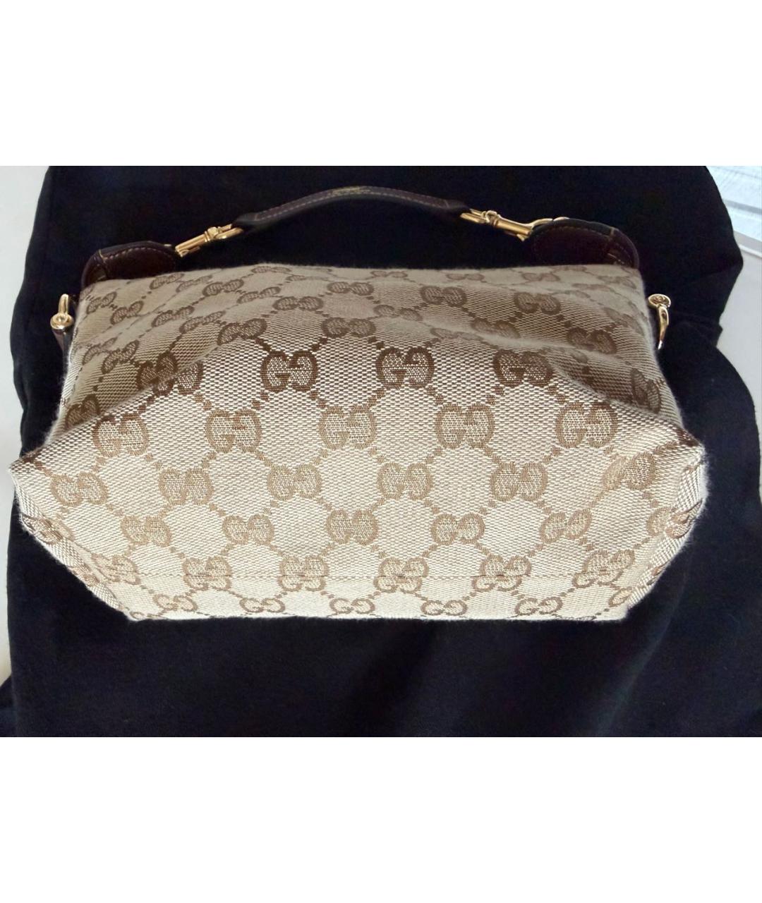 GUCCI Коричневая жаккардовая сумка с короткими ручками, фото 6