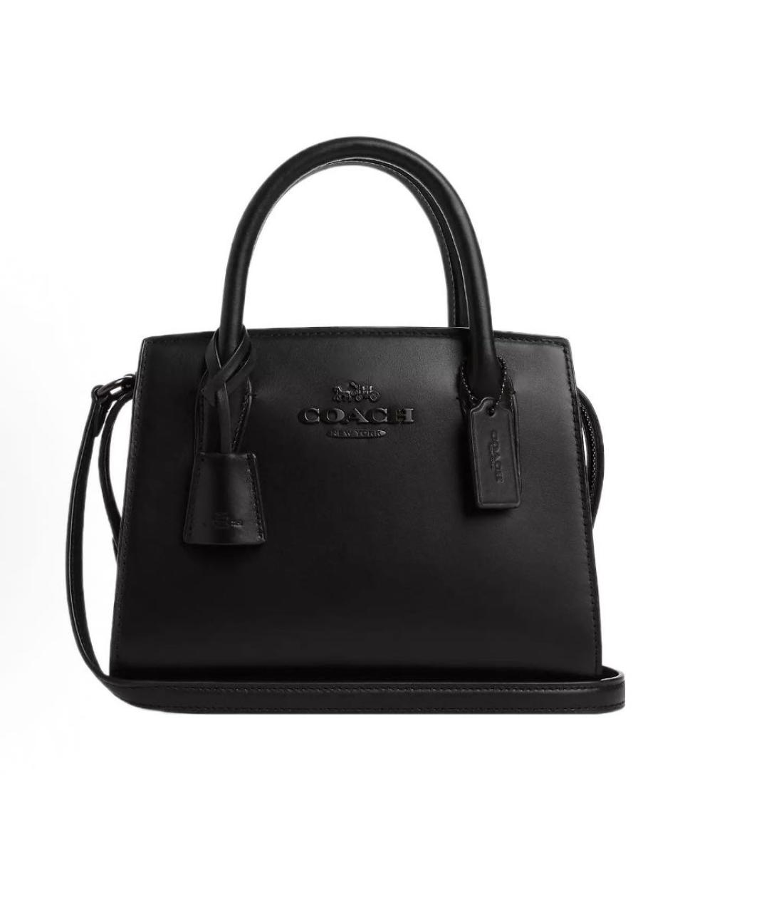 COACH Черная кожаная сумка с короткими ручками, фото 9