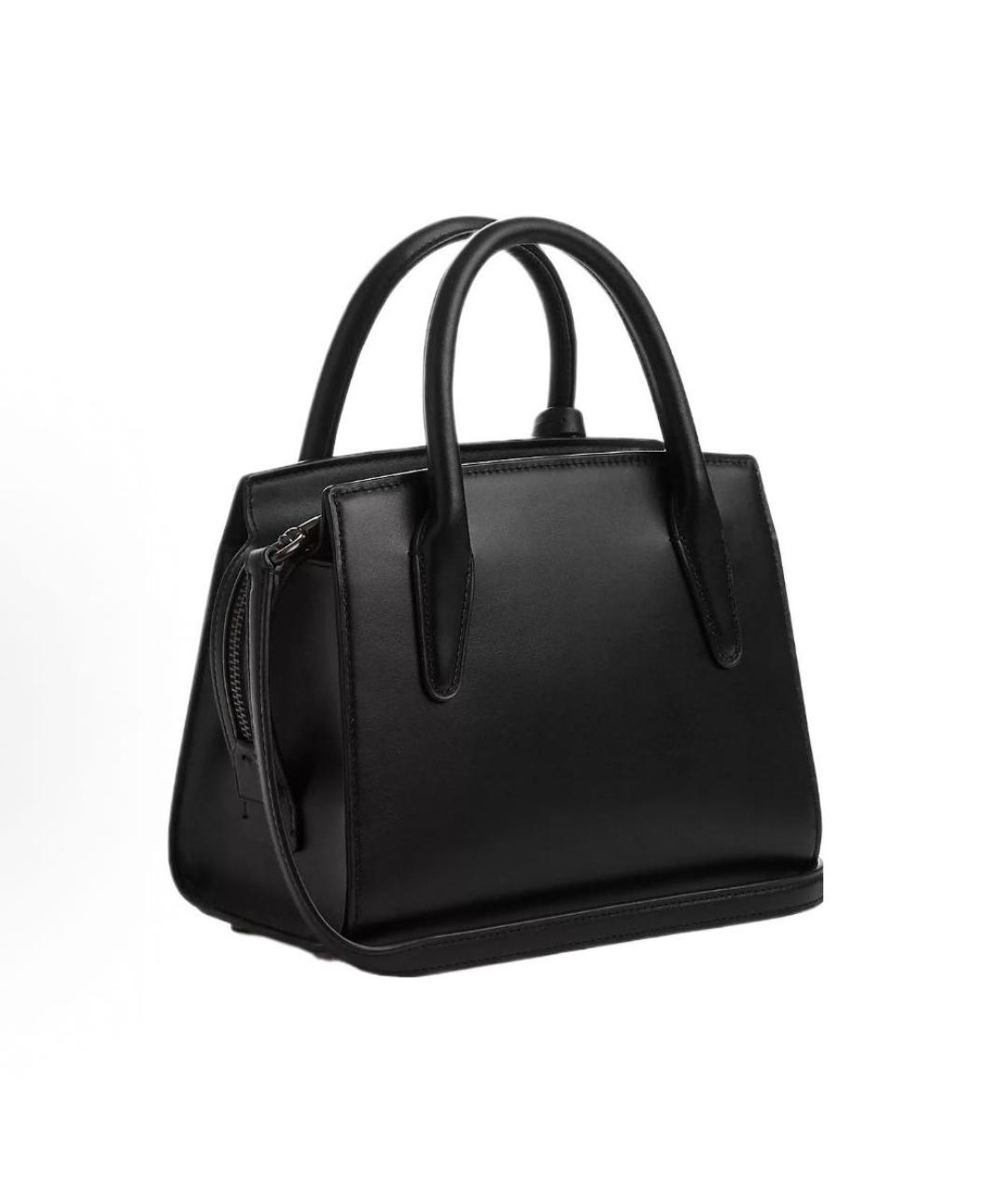 COACH Черная кожаная сумка с короткими ручками, фото 3