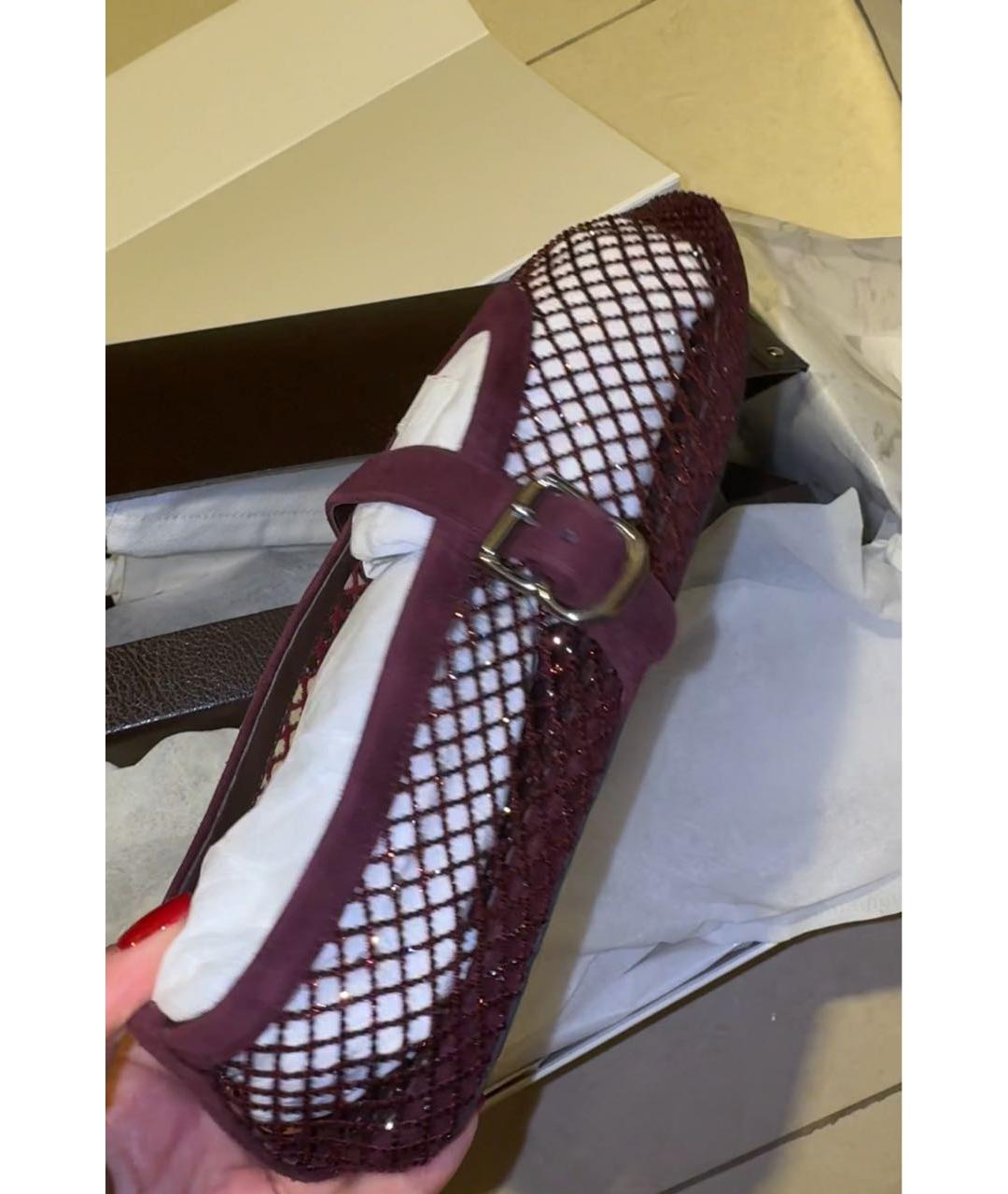 ALAIA Бордовые кожаные балетки, фото 5