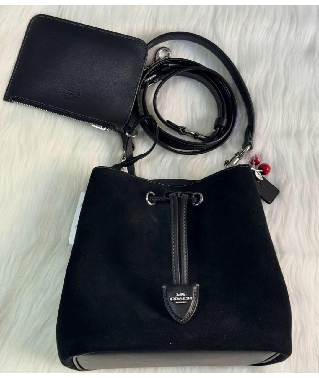 COACH Черная замшевая сумка через плечо, фото 7