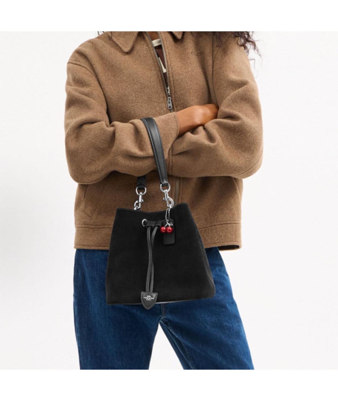 COACH Черная замшевая сумка через плечо, фото 6