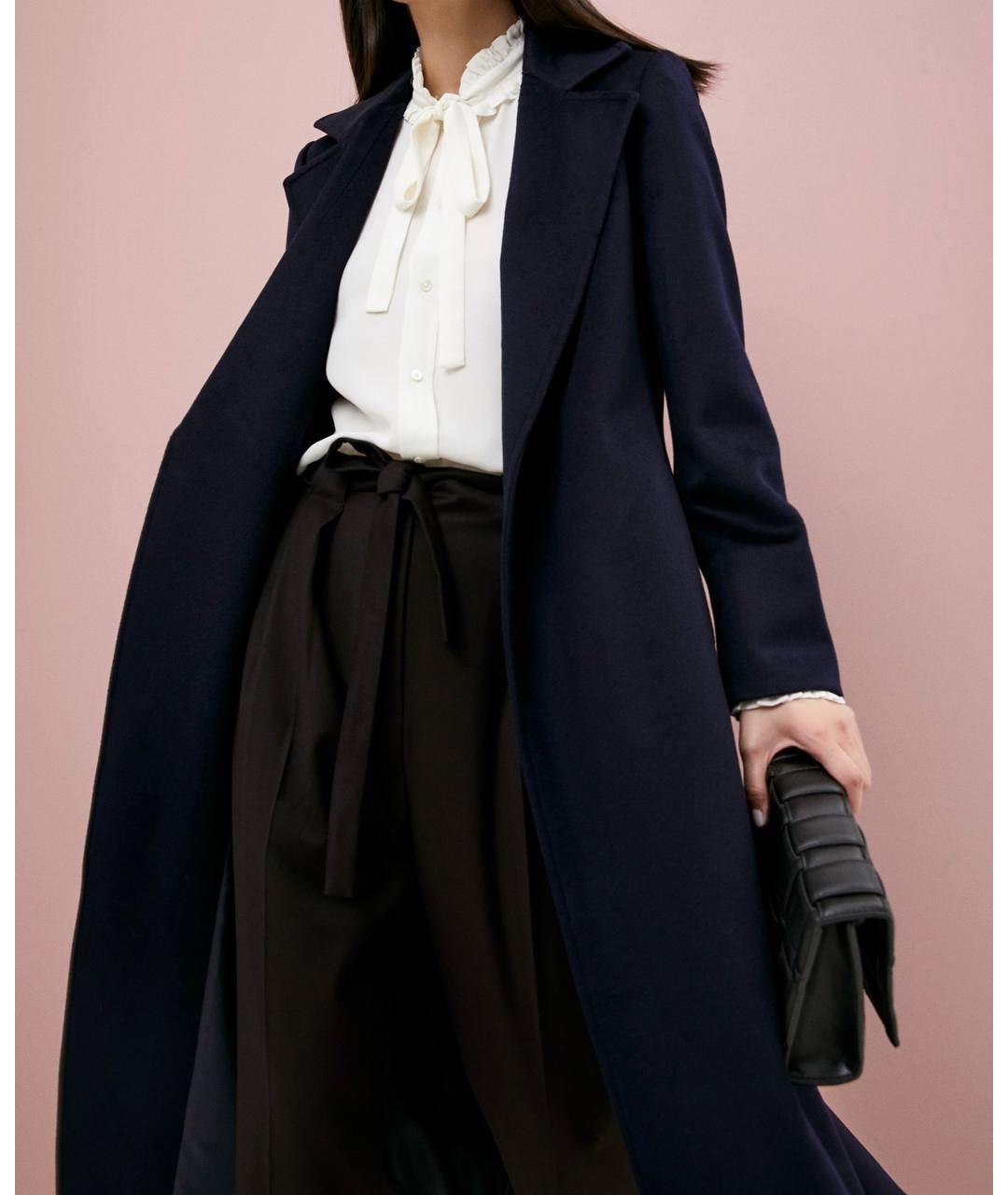 MAX&CO Темно-синее шерстяное пальто, фото 5