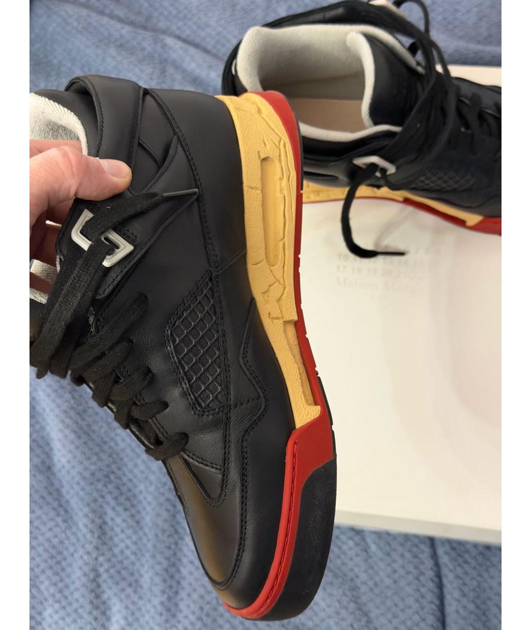 MAISON MARGIELA Черные кожаные высокие кроссовки / кеды, фото 6