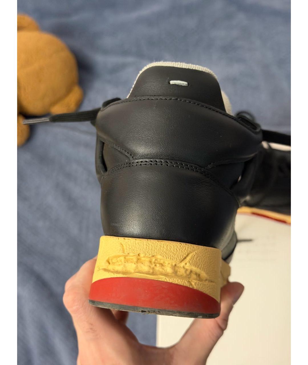 MAISON MARGIELA Черные кожаные высокие кроссовки / кеды, фото 3