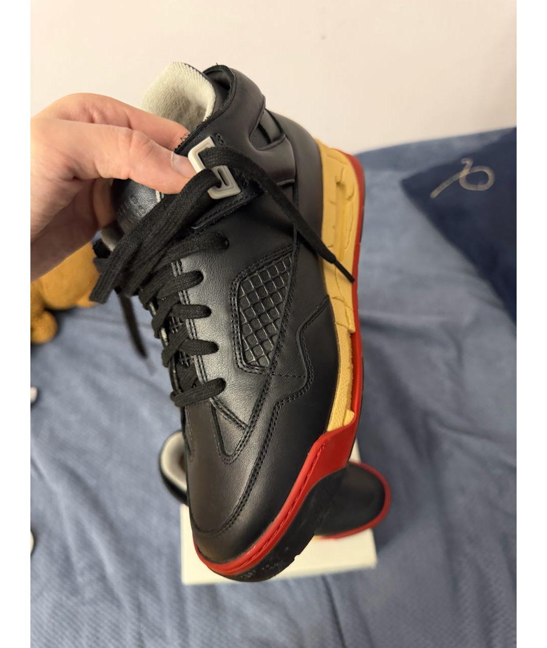 MAISON MARGIELA Черные кожаные высокие кроссовки / кеды, фото 7