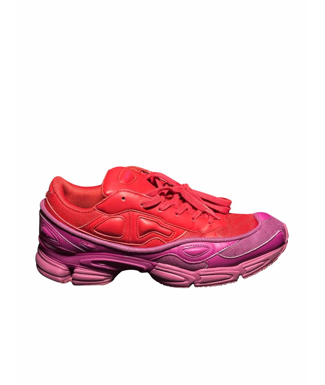 ADIDAS X RAF SIMONS Бордовые текстильные низкие кроссовки / кеды, фото 1