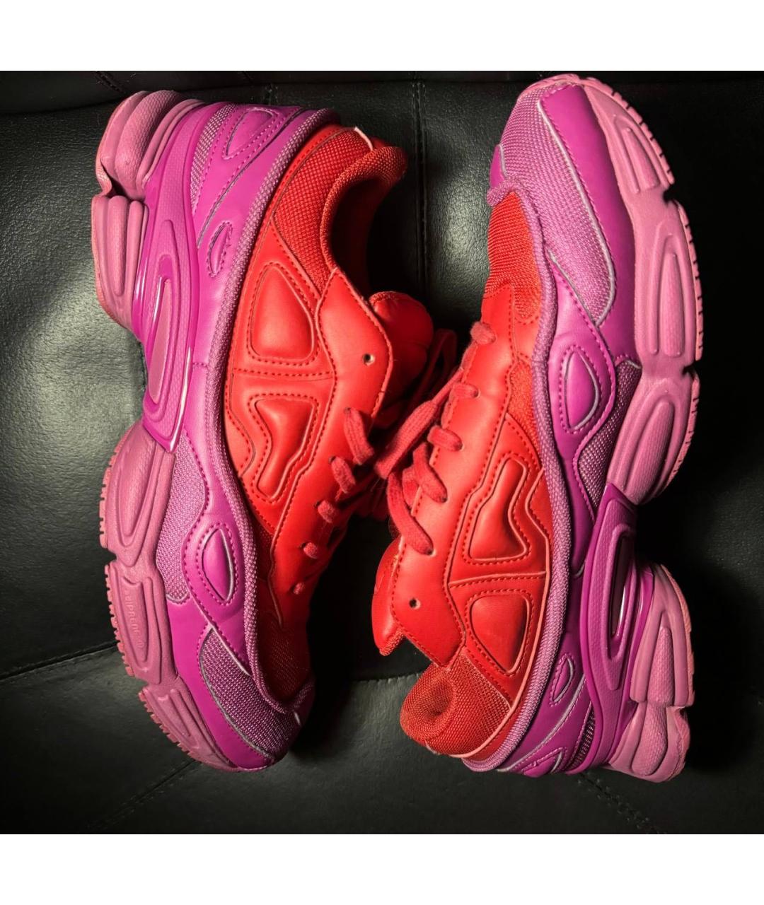 ADIDAS X RAF SIMONS Бордовые текстильные низкие кроссовки / кеды, фото 4