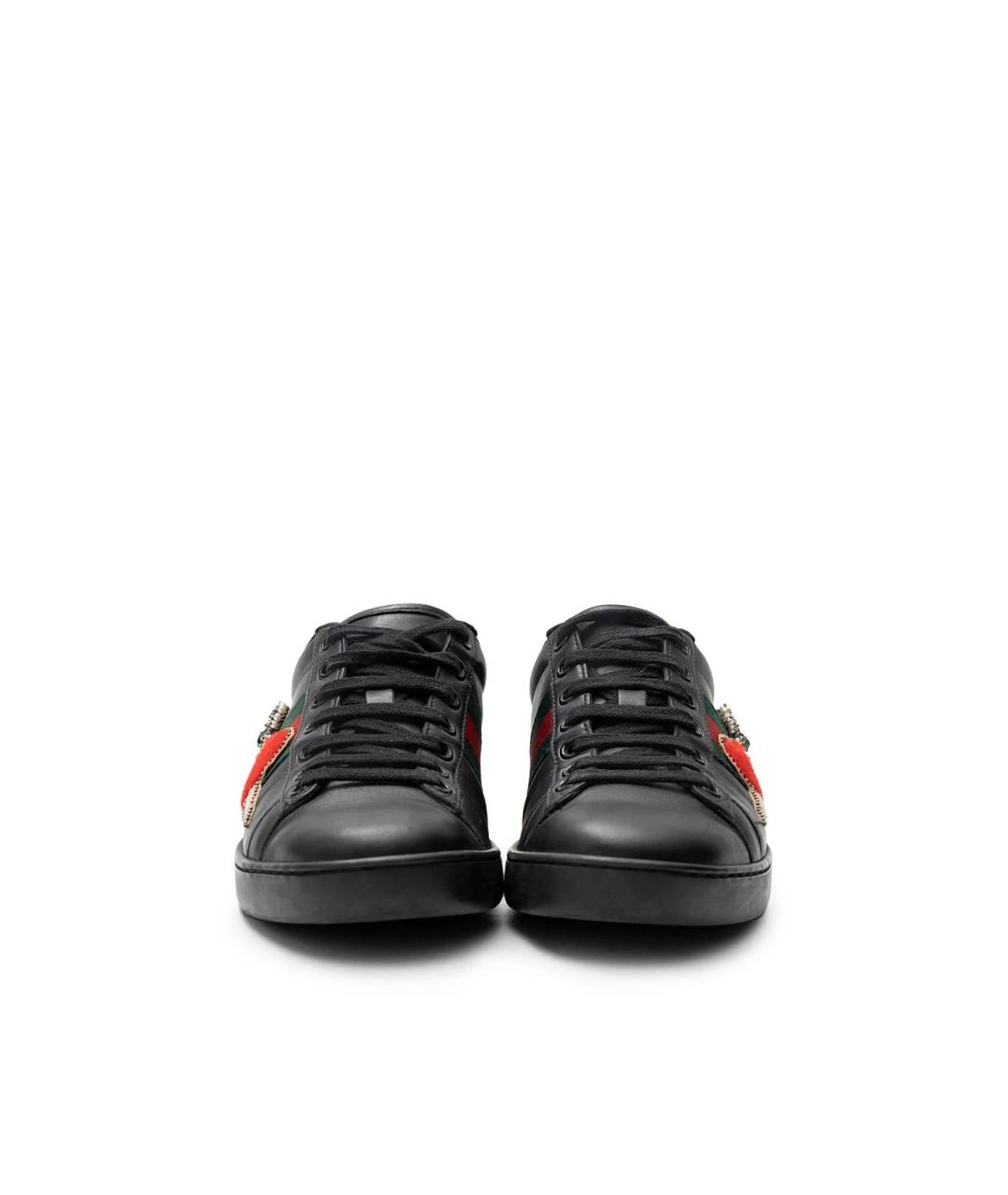 GUCCI Черные кожаные кеды, фото 4