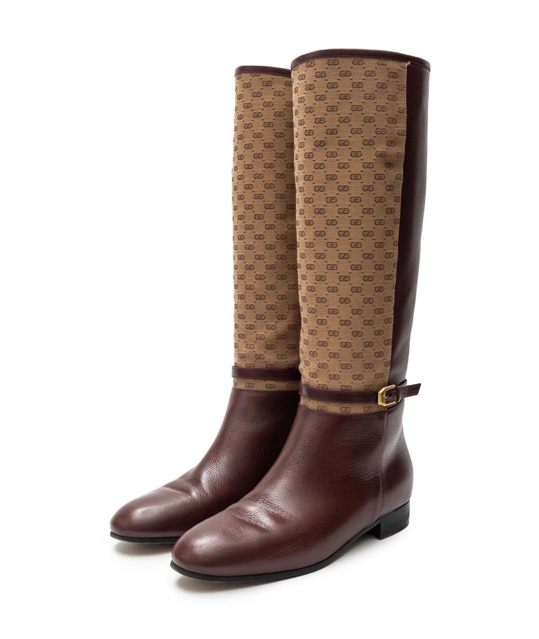 GUCCI Бордовые текстильные сапоги, фото 2