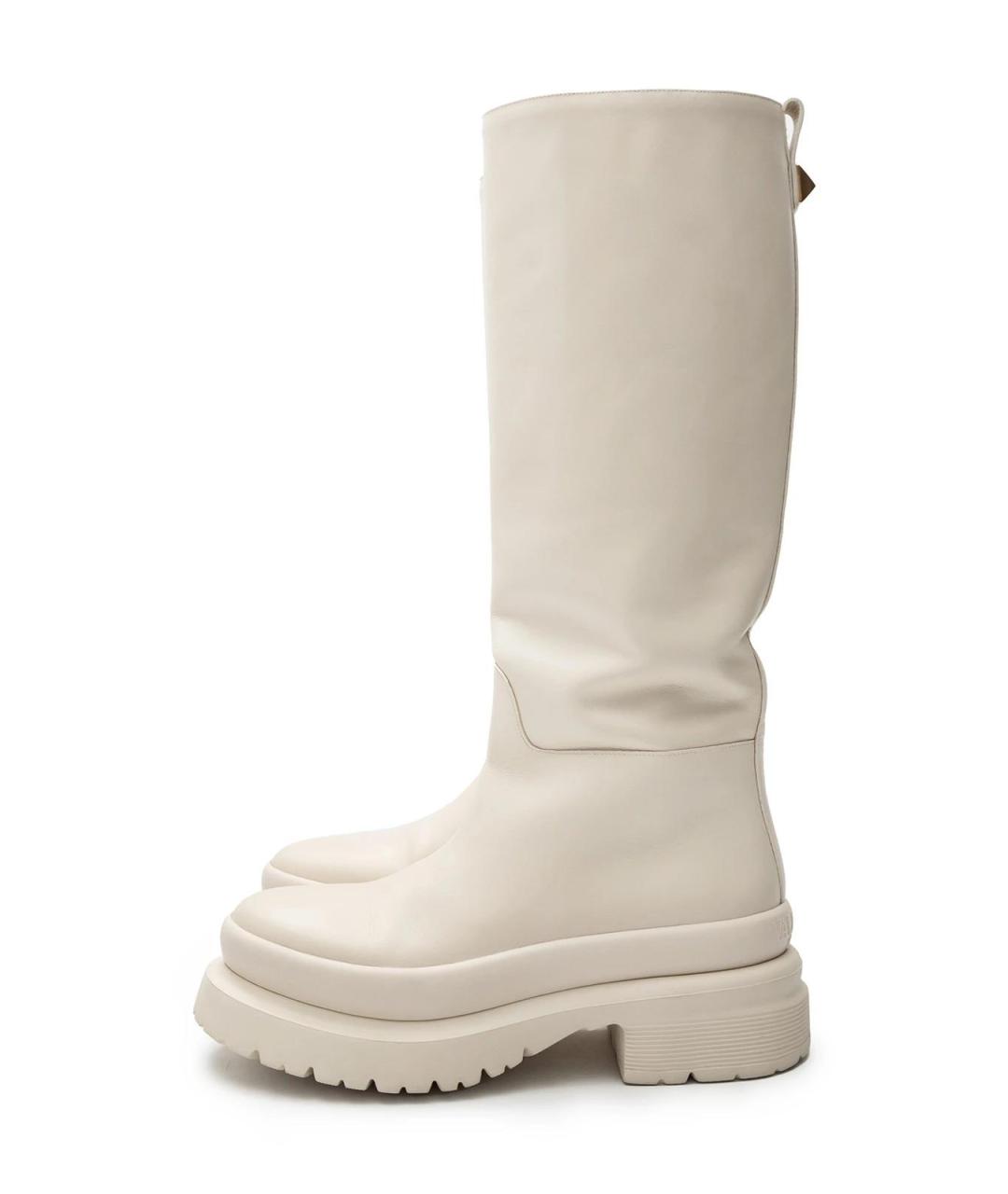 VALENTINO Бежевые кожаные сапоги, фото 5