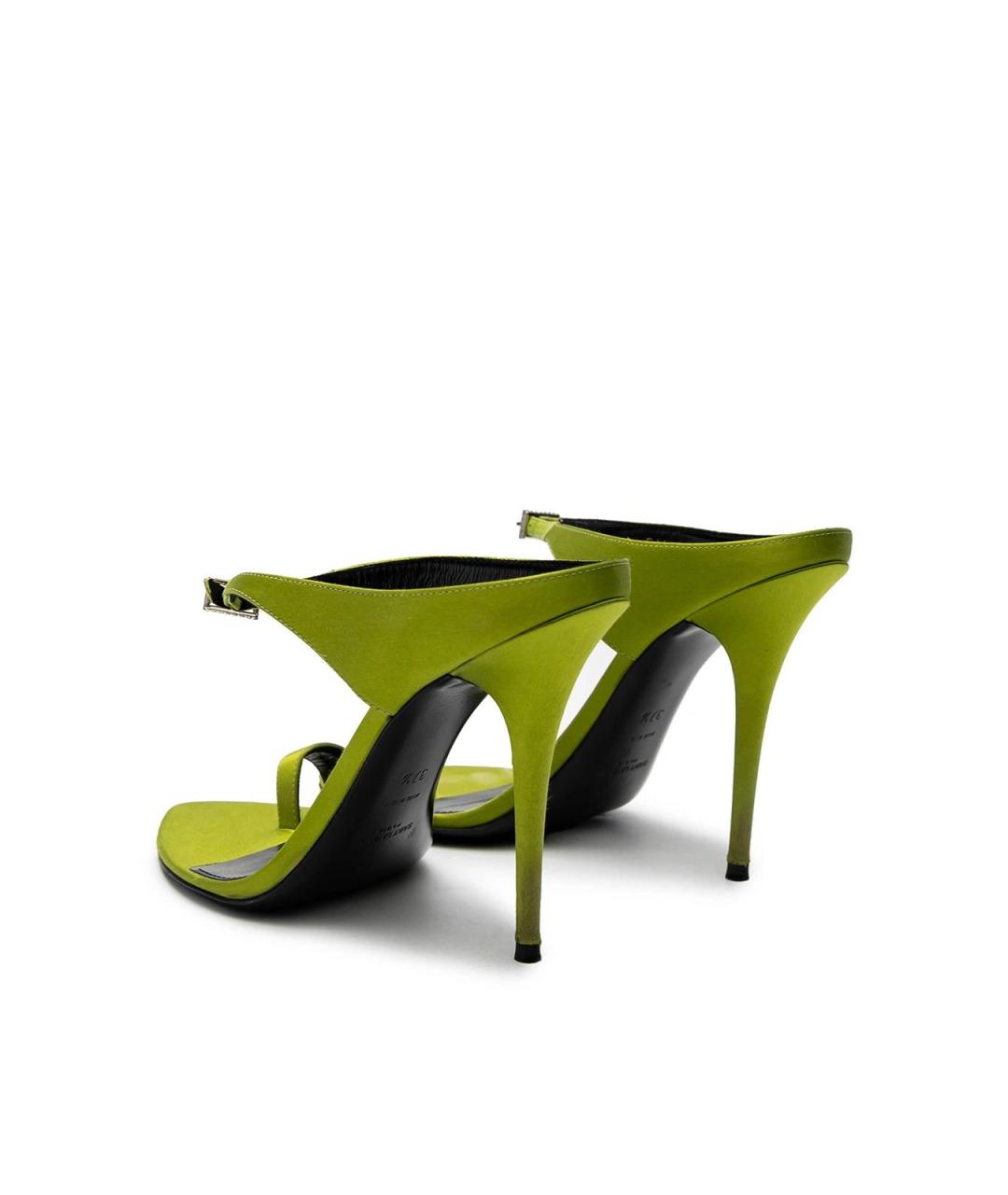 SAINT LAURENT Зеленые текстильные босоножки, фото 3