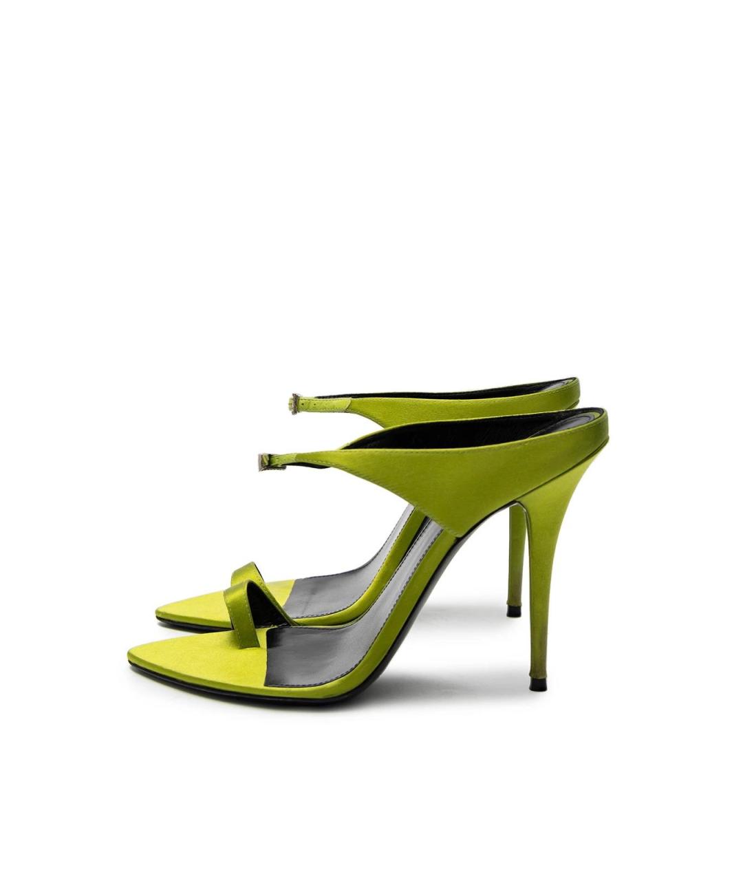 SAINT LAURENT Зеленые текстильные босоножки, фото 5