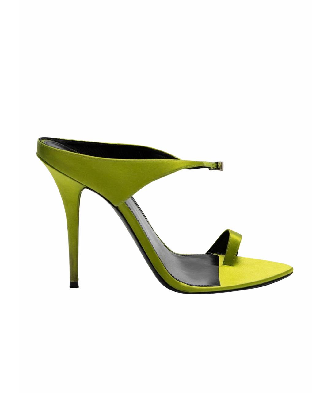 SAINT LAURENT Зеленые текстильные босоножки, фото 1