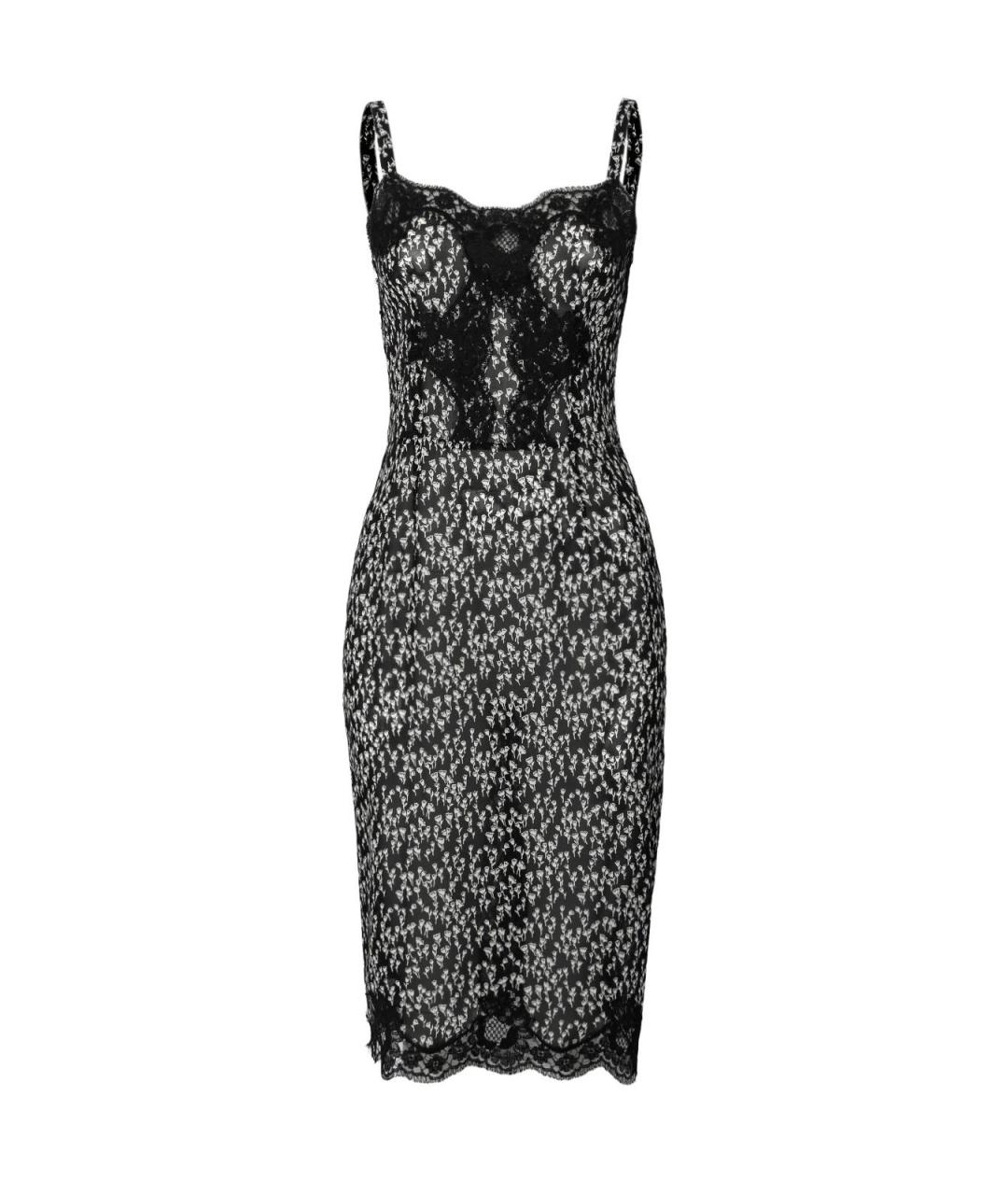 DOLCE&GABBANA Черное кружевное повседневное платье, фото 4