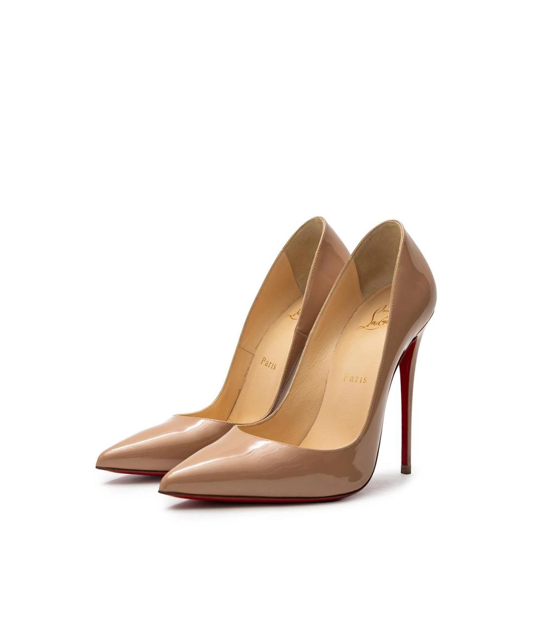 CHRISTIAN LOUBOUTIN Бежевые кожаные туфли, фото 2