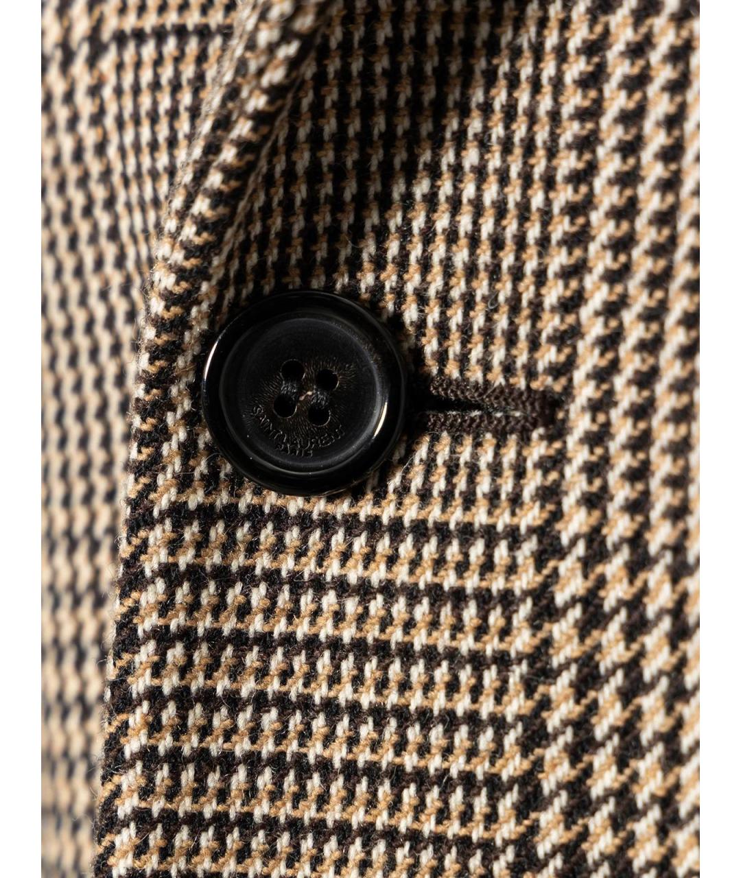 SAINT LAURENT Коричневый шерстяной жакет/пиджак, фото 3