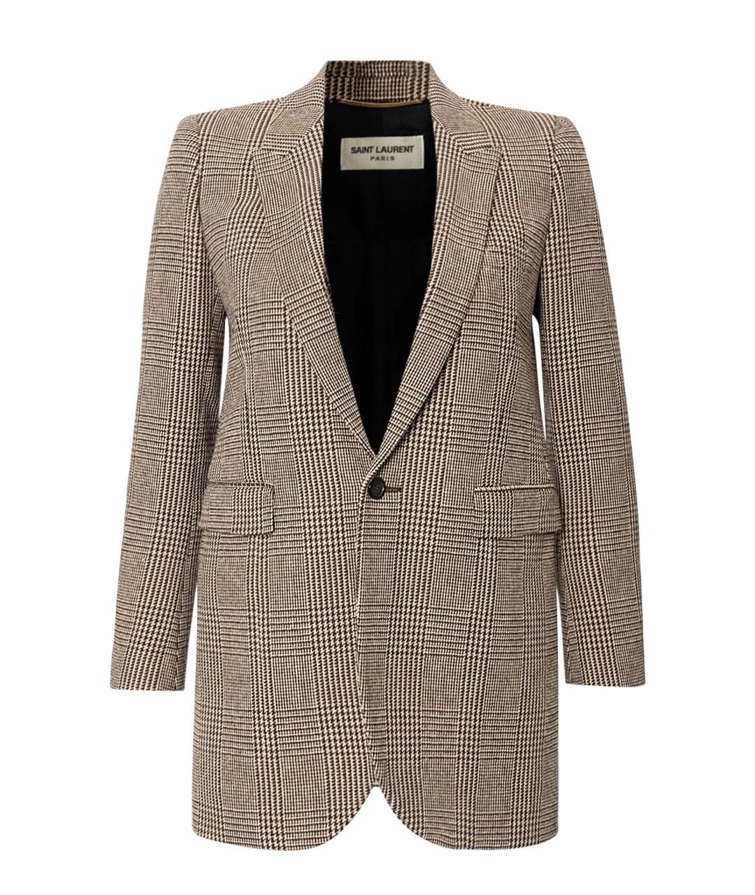 SAINT LAURENT Коричневый шерстяной жакет/пиджак, фото 1