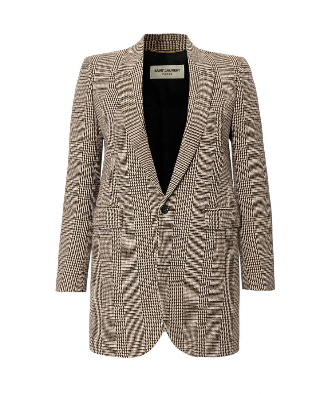 SAINT LAURENT Коричневый шерстяной жакет/пиджак, фото 4