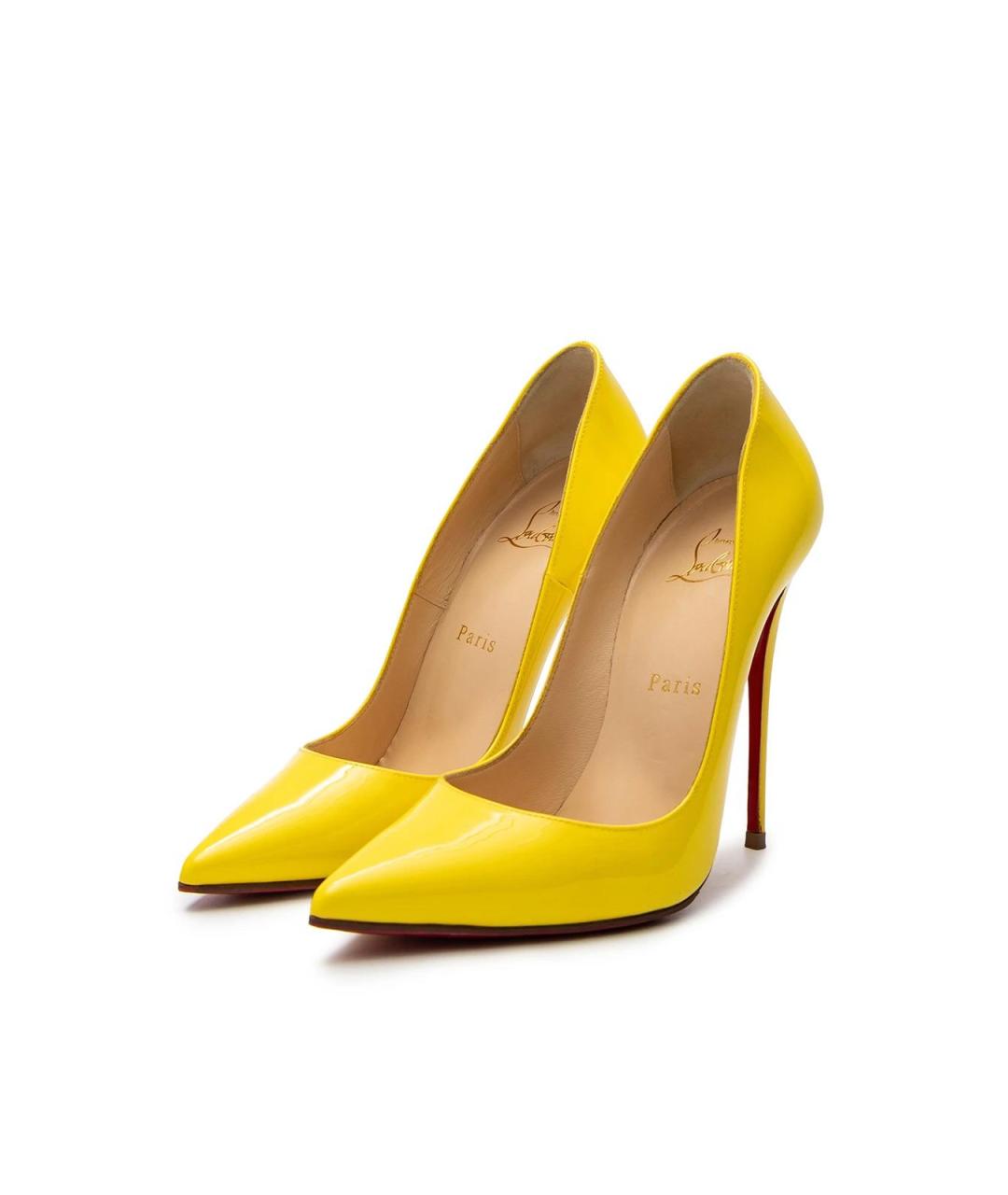 CHRISTIAN LOUBOUTIN Желтые кожаные туфли, фото 2