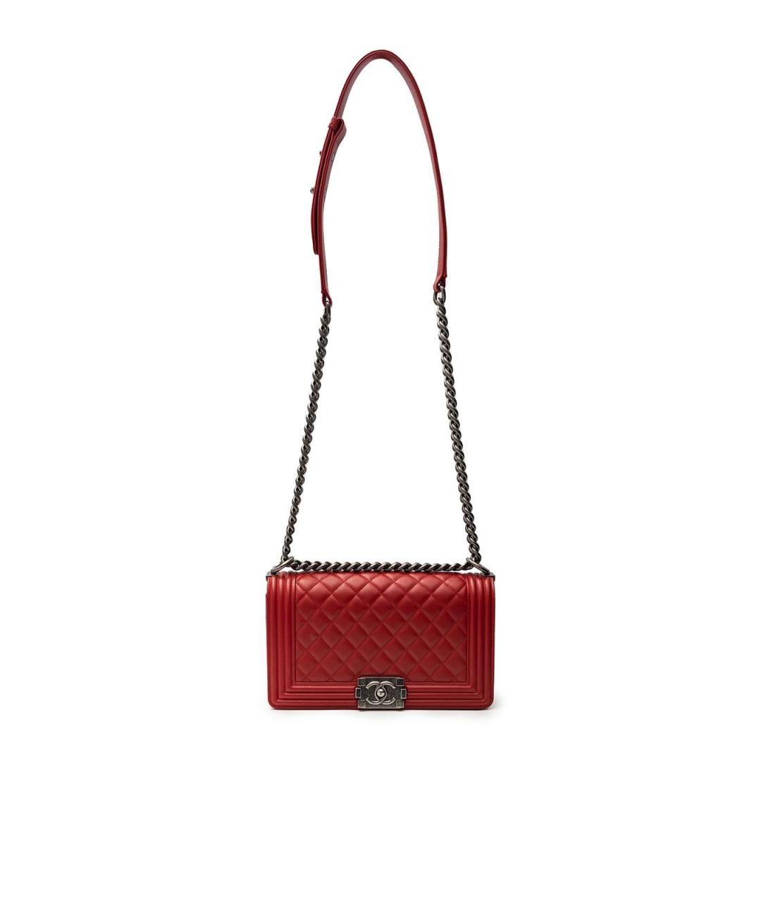 CHANEL Красная кожаная сумка тоут, фото 4