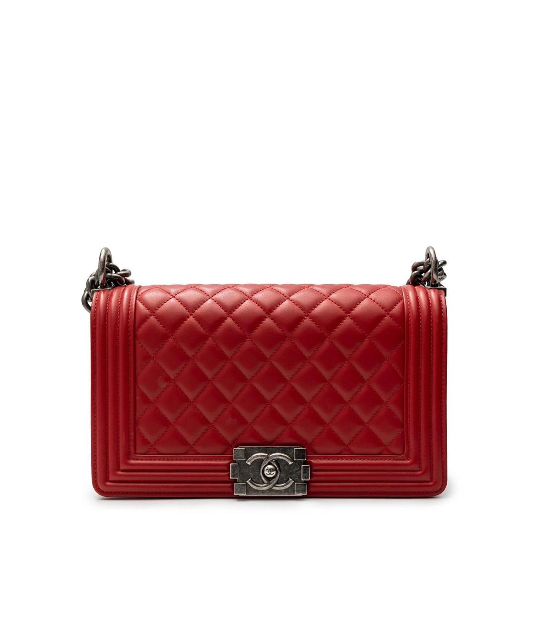 CHANEL Красная кожаная сумка тоут, фото 6