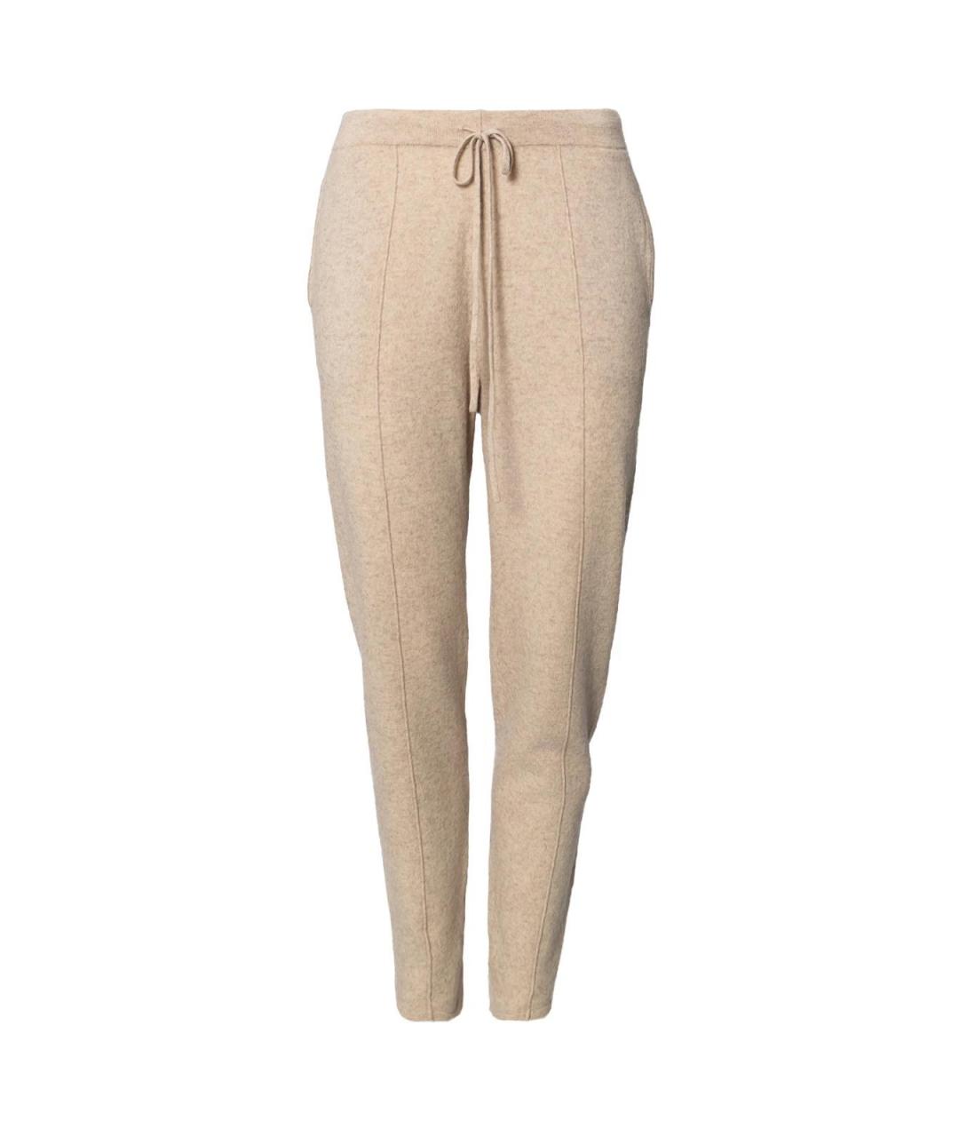 123 Бежевые шерстяные прямые брюки, фото 4