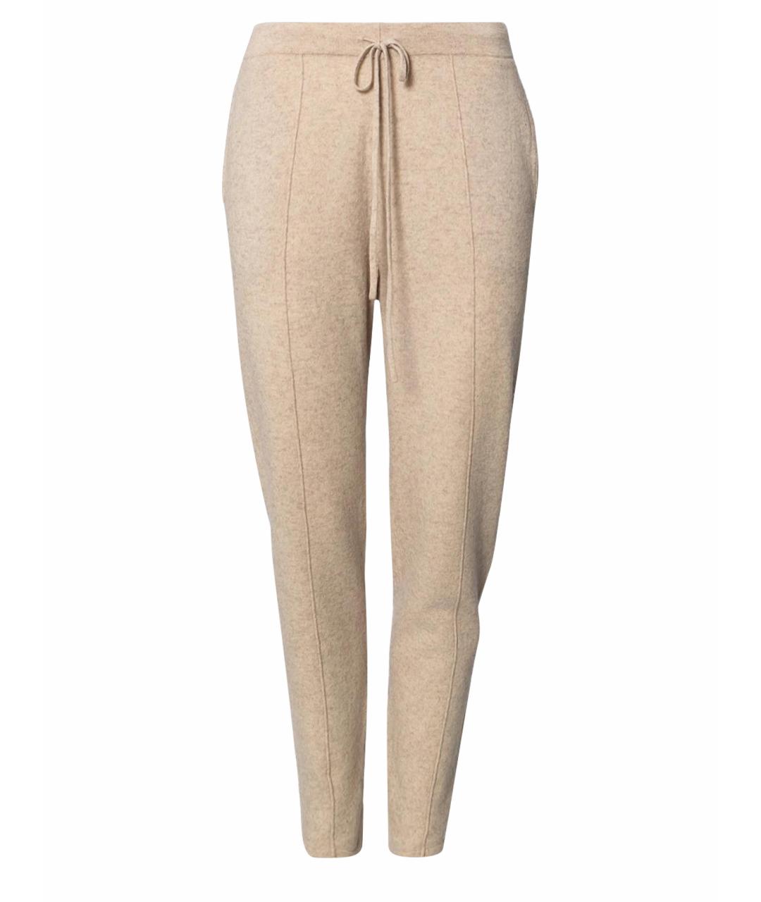 123 Бежевые шерстяные прямые брюки, фото 1