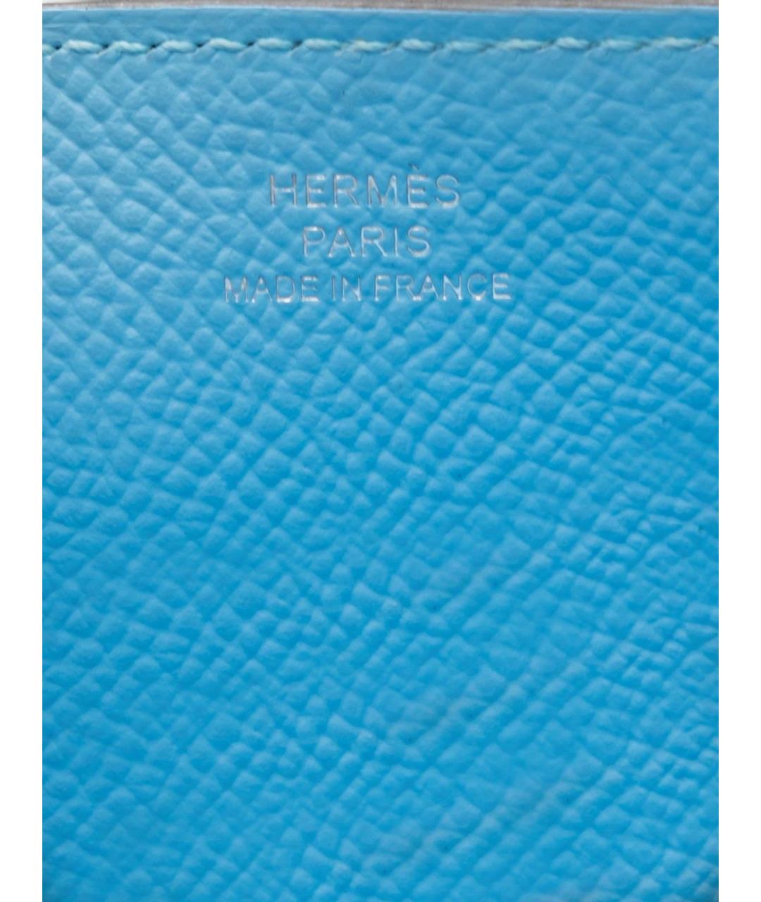 HERMES Голубая кожаная сумка тоут, фото 5