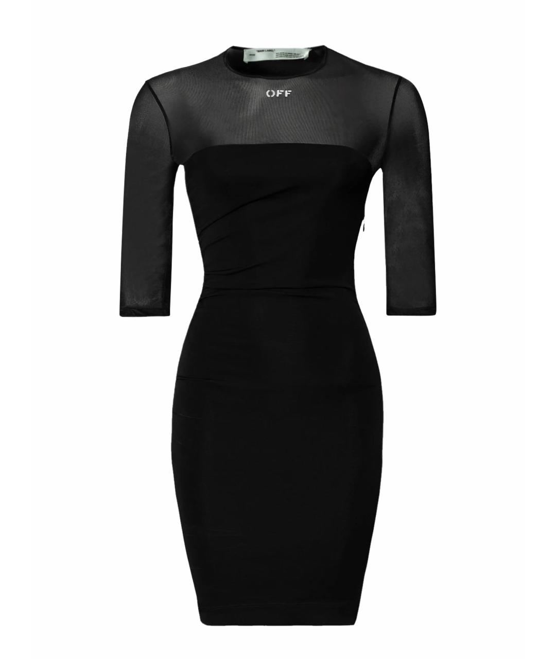 OFF-WHITE Черное полиэстеровое повседневное платье, фото 1
